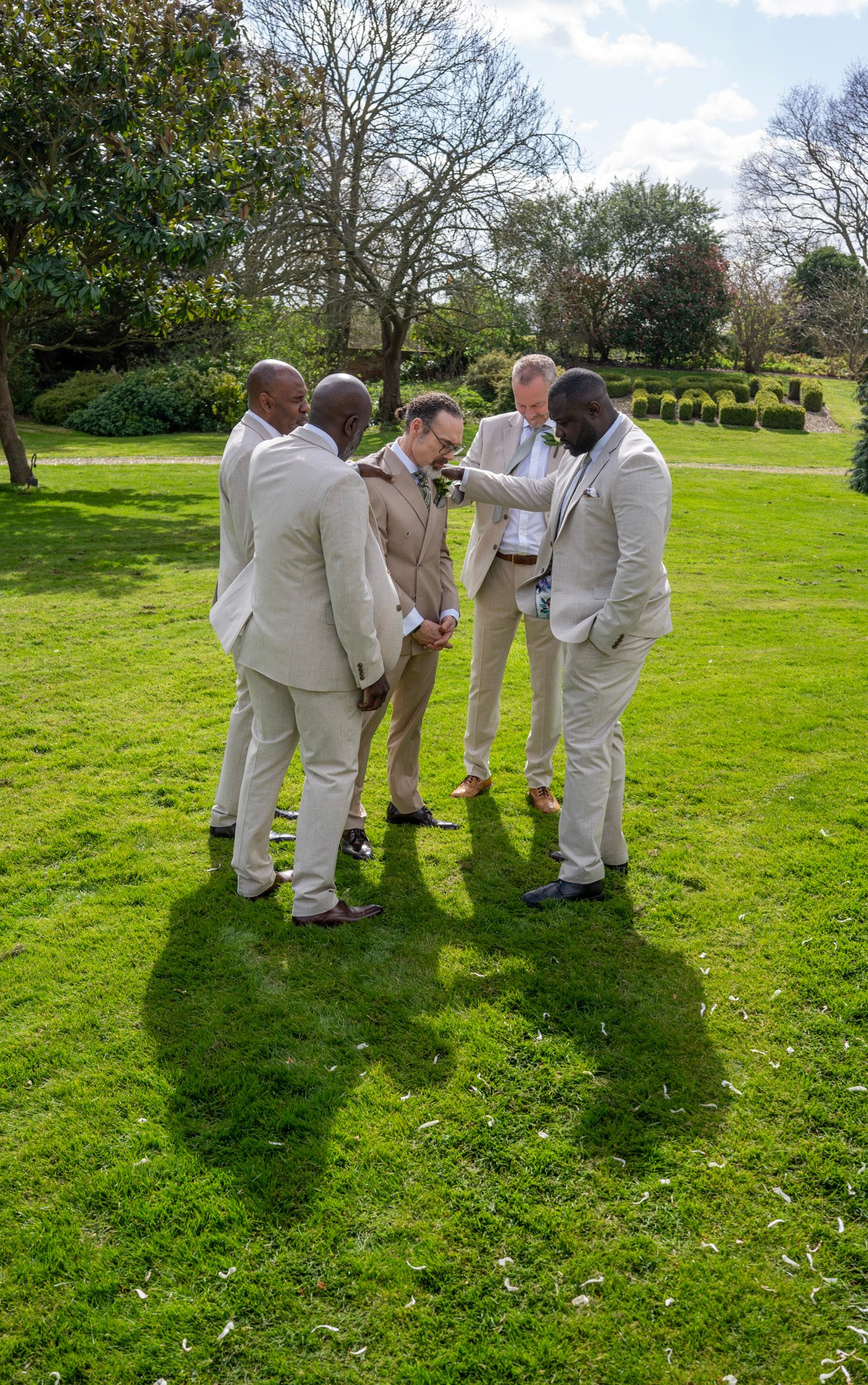 Groomsmen outdoors