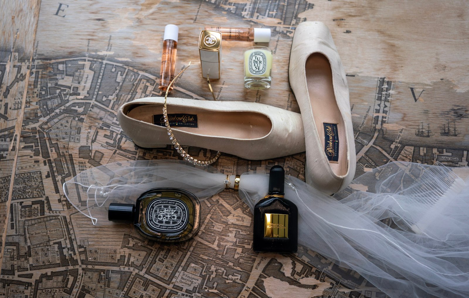 Wedding details on a table