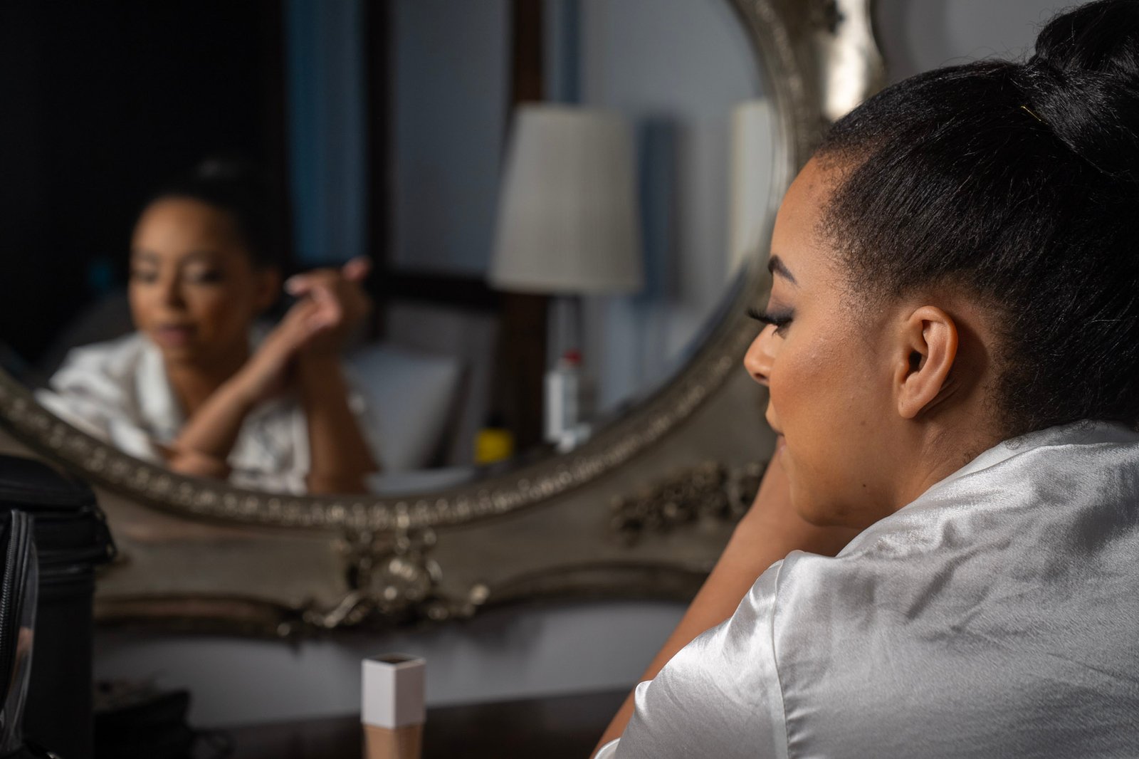 Bride reflected in a mirror