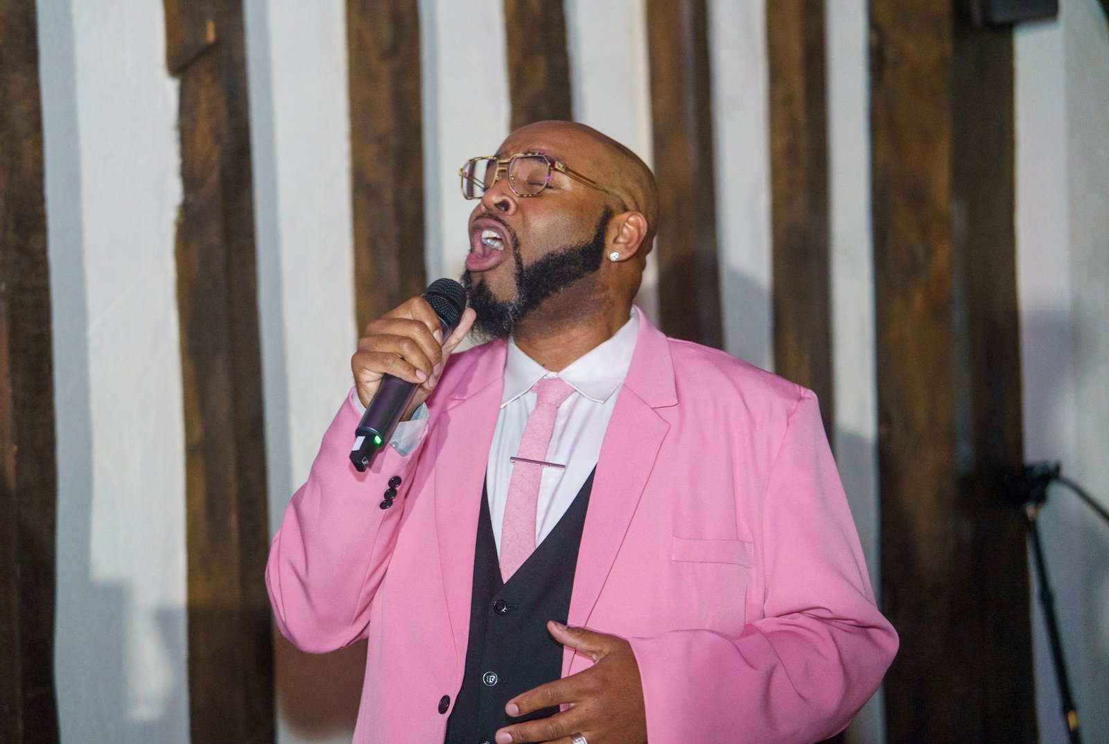 Singer performing during a wedding reception
