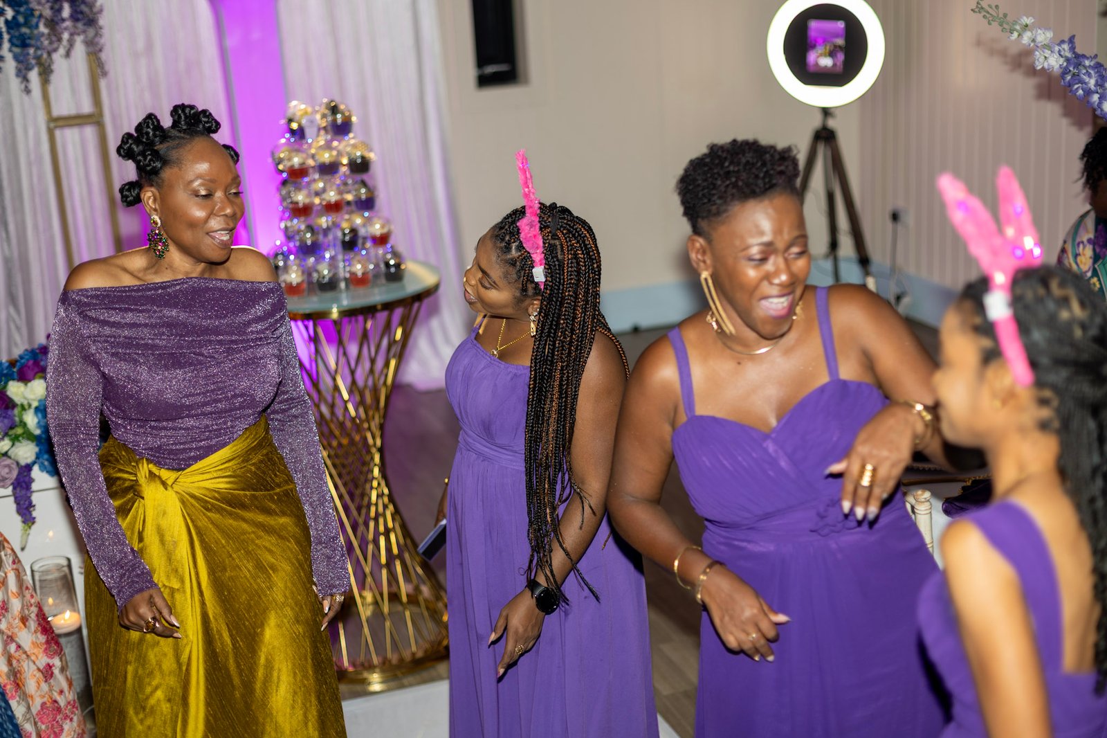 Wedding guests dancing